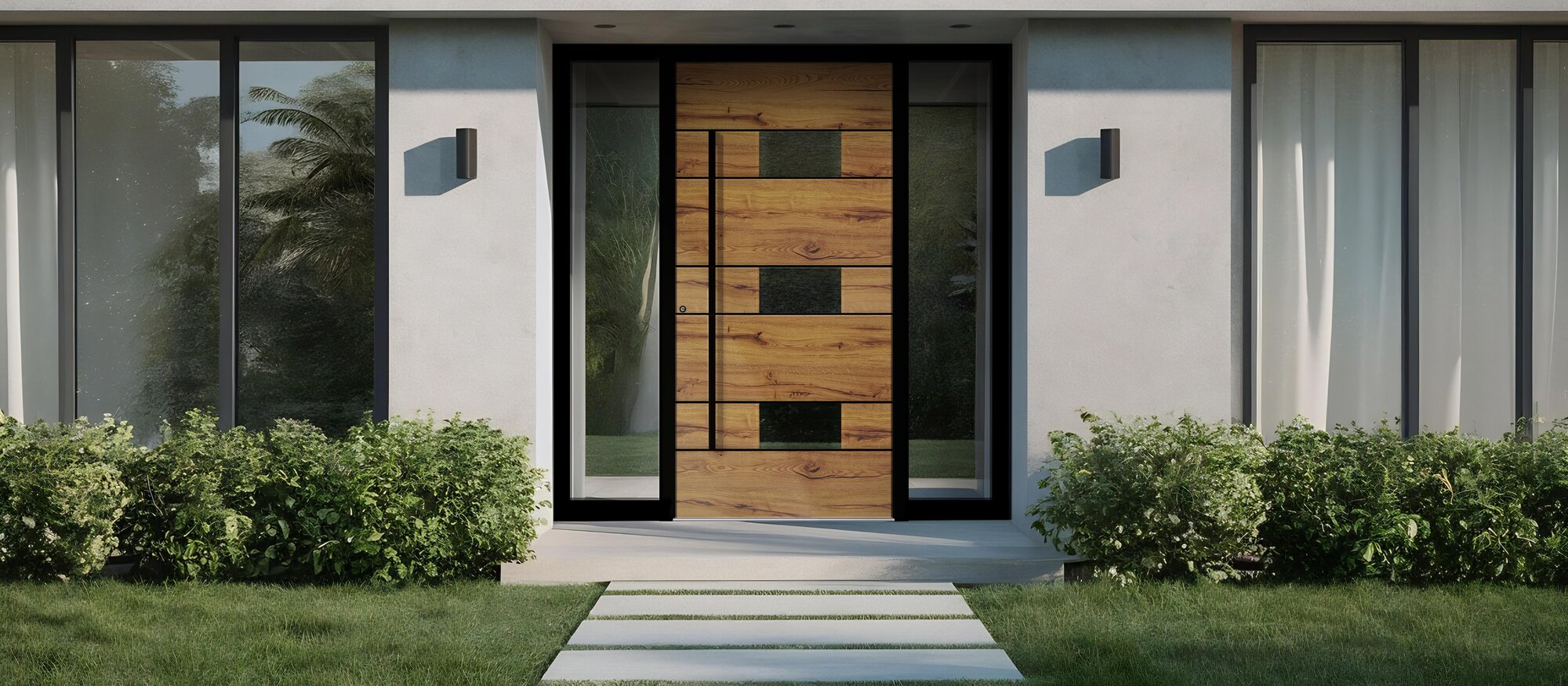 Aluminium Haustür mit Holz Design