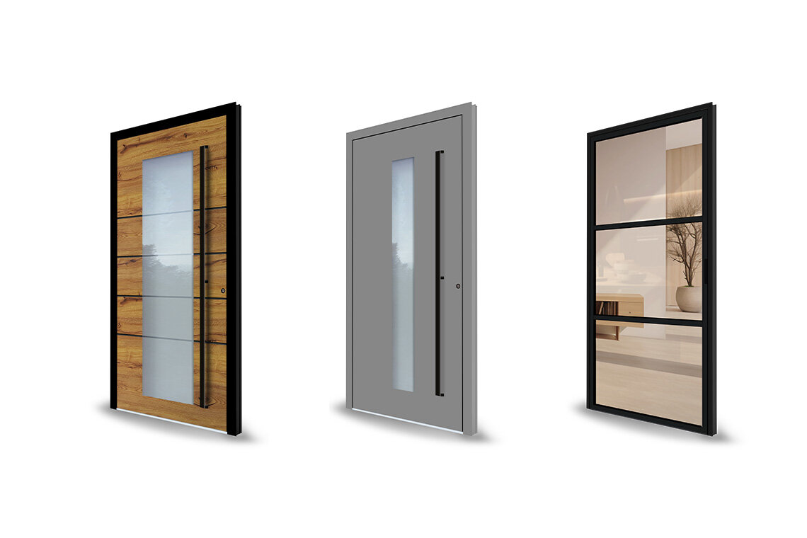 Haustüren mit Aluminium- und Kunststofffüllungen